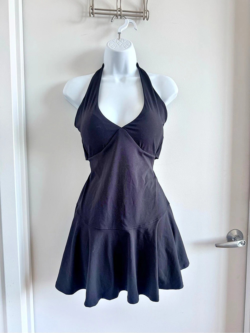 Black Halter Cutout Athletic Tennis Dress